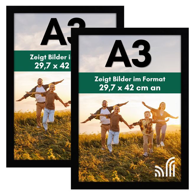 Americanflat Bilderrahmen A4 Schwarz - DIN A4 Bilderrahmen aus