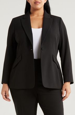 Tahari by ASL One-Button Blazer in Black at Nordstrom, Size 24W