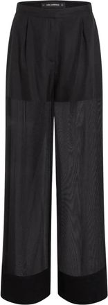 Karl Lagerfeld Sheer Organza Broek - Dames - Wijde Broeken - Zwart - M - Organza - Broeken