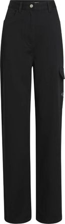 Calvin Klein Zwarte Wijde Pijp Broek - Dames - Straight fit broeken - Zwart - S - Katoen - Broeken