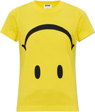 Moschino Tops, Dames, Geel, XS, Katoen, Smiley T-shirt