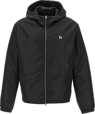 Fendi Logo Blouson Piumini, Parka, Giacche Casual Nero-Uomo