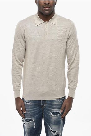 Altea Three-Button Cashmere-Blend Sweater with Polo Collar size Xxl