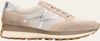 Veronica Beard Valentina Mixed Leather Retro Sneakers