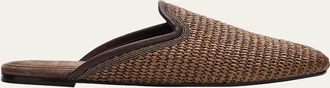 Brunello Cucinelli Raffia Monili Loafer Mules