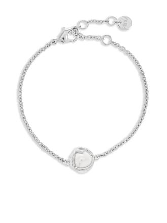 Fendi pearl-embellished bracelet - women - Brass/glass - One Size - Silver