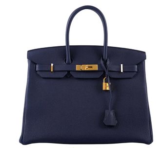 Herm&egrave;s Herm&egrave;s Birkin 35cm in Togo Bleu Nuit with Gold Hardware