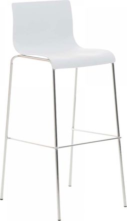 Clp Taburete de bar con reposapi&eacute;s en pl&aacute;stico blanco