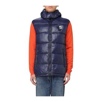 Karl Lagerfeld Vests, male, Blue, Size: M Chalet Vest Quilted Hooded