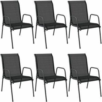 vidaXL vidaXL Garden Chairs 6 pcs Steel and Textilene Black