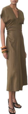 Mango Ruched Maxi Dress in Medium Brown at Nordstrom Rack, Size 4
