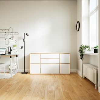 MYCS Sideboard Weiß - Sideboard: Schubladen in Weiß & Türen in Weiß - Hochwertige Materialien - 154 x 79 x 34 cm, konfigurierbar