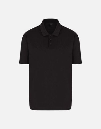 A|X Armani Exchange Mens Mercerized Cotton Black Polo Shirt - Size: 36