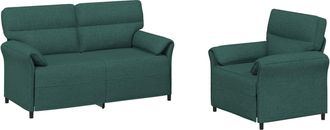 vidaXL Juego De Sof&aacute; 2 Uds. Verde Oscuro Tela Vidaxl