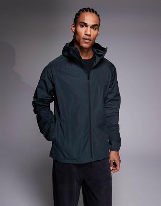 Barbour Peckett - Giacca impermeabile verde scuro con cappuccio e zip