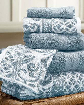Modern Threads 6Pc Reversible Trellis Yarn Dyed Jacquard Towel Set