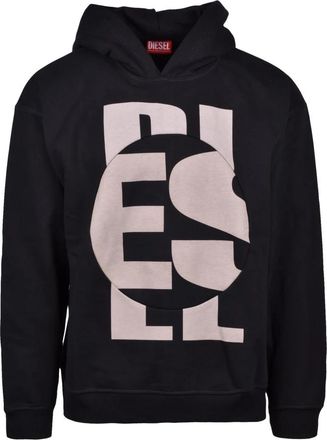 Diesel Felpa con cappuccio - Heren - Hoodies - Zwart - M - Katoen - Hoodies & sweatvesten