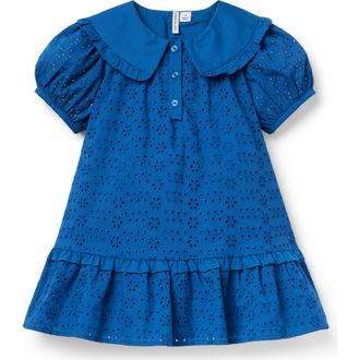 Janie and Jack Eyelet Collared Dress in Blue at Nordstrom, Size 12-18M