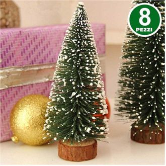 Trade Shop Trade Shop - Set 8 Alberelli Innevati Mini Albero Di Natale 16cm Decorazioni Addobbi Natalizi