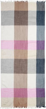 Johnstons of Elgin Ethie Block Check Wool Fringe Scarf in Ru7718 Natural /Pink at Nordstrom