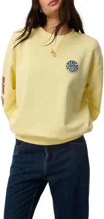 Rip Curl Heritage Graphic Oversized Sweatshirt in Soft Yellow at Nordstrom, Size Xx-Small