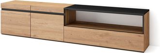 Skraut Home Skraut Home - Mueble Tv, Televisi&oacute;n, Muebles De Sal&oacute;n, Almacenaje, 200x45x35cm, Para Tv Hasta 80, Con Almacenamiento, Estilo Moderno, Roble Y Negro