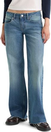 Good American Vintage Low Loose Raw Hem Wide Leg Jeans in Troubled Water at Nordstrom, Size 12