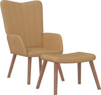 vidaXL Sill&oacute;n De Relax Con Taburete Terciopelo Marr&oacute;n Vidaxl