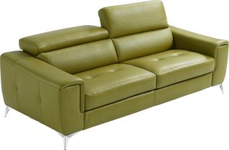 Egoitaliano Schlafsofa »Francine Designsofa, Loungesofa mit Dauerschlaffunktion, Breite 233 cm« mit Bettfunktion, Leder BULL, salbei, Fussfarbe chrom