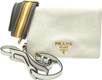 Prada Pre-owned Vintage Cross Body Bag - Dames - Vintage Schoudertas - Wit - ONE Size - Leer - Vintage