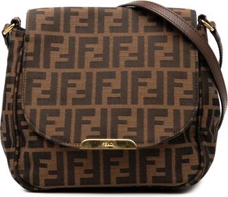 Fendi Pre-owned Cross Body Bags, female, Brown, Size: ONE SIZE Pre-owned Signature Pattern Flap Bag