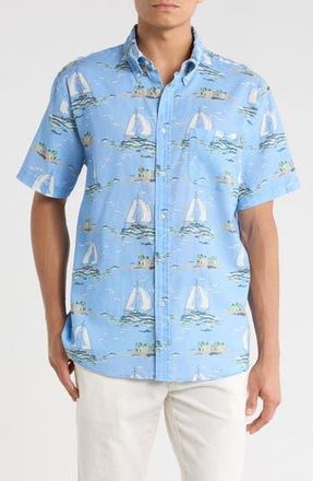 Brooks Brothers Boat Print Button-Up Shirt in Vista Sail Boat at Nordstrom Rack, Size Xx-Large