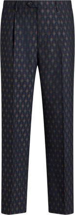 Etro mid-rise jacquard tailored trousers - men - Wool/Cotton - 54 - Blue