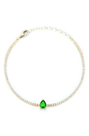 Sphera Milano 14K Gold Plated Sterling Silver Cubic Zirconia Tennis Bracelet in Gold/green at Nordstrom Rack