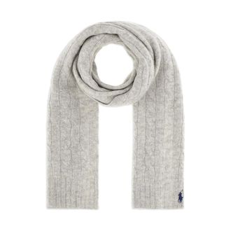 Ralph Lauren Accessoires, Dames, Grijs, ONE Size, Wol, Gebreide Sjaal van Wol en Kasjmier met Kabelpatroon