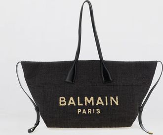 Balmain Borsa Track Tote Bag Balmain in rafia con logo ricamato