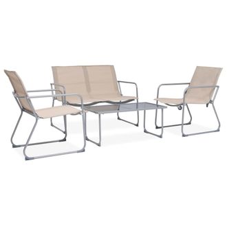 vidaXL Juego De Muebles De Jard&iacute;n 4 Piezas Tela Y Acero Crema Vidaxl