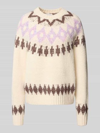 Christian Berg Strickpullover mit gerippten Abschlüssen in Hellbraun, Größe XL