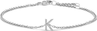 House of Brilliance 10K Gold Diamond Accent A-Z Initial Charm and Link Bracelet in White | K at Nordstrom