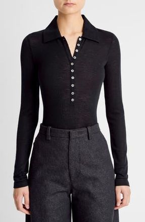 Vince Wool Long Sleeve Polo in Coastal at Nordstrom Rack, Size Xx-Small