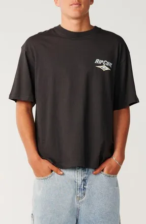 Rip Curl Heritage Icon Oversize Cotton Graphic T-Shirt in Washed Black at Nordstrom, Size Medium