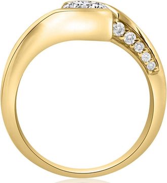 Pompeii3 1 1/4Ct Moissanite Bezel Diamond Engagement Ring in 10k White or Yellow Gold