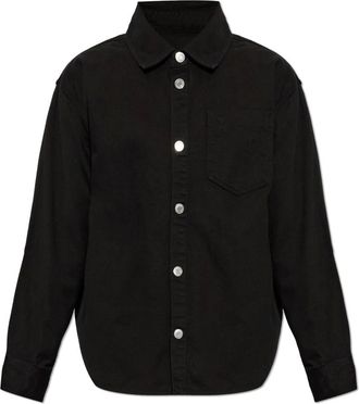 Ami Overhemden, Heren, Zwart, S, Denim, Denim Shirt met Geborduurd Logo