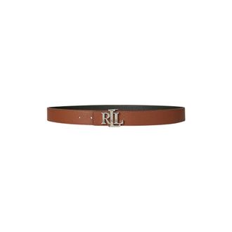 Ralph Lauren Double-face hammered leather belt with logo - unisex - Ralph Lauren - Belts - Brown - XS - Accessories