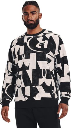 Under Armour Mens Rival FLC Macronded Crew Fleece Top, Black/Onyx White (001), S