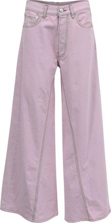 Ganni Ganni Paneled Wide-Leg Jeans in Pink Cotton
