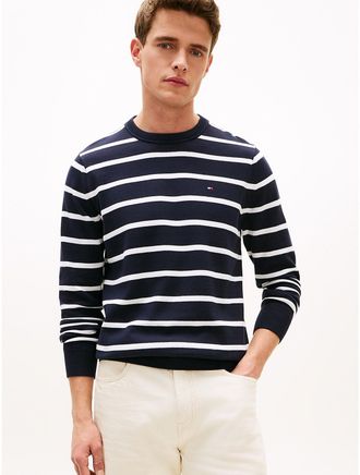 Tommy Hilfiger Mens Stripe Classic Crewneck Sweater - Navy - XXXL