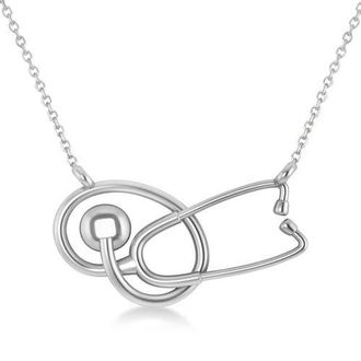 Allurez Stethoscope Pendant Necklace 14k in White Gold at Nordstrom, Size 18