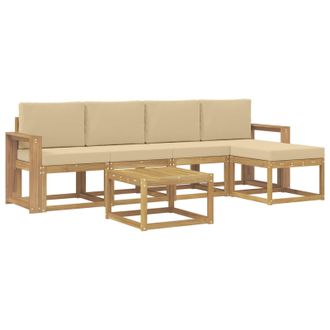 vidaXL Conjunto De Sof&aacute;s De Exterior Con Coj&iacute;n 6 Pcs Y Beige Vidaxl