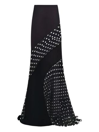Nina Ricci polka dot-pattern maxi skirt - women - Silk - 40 - Black
